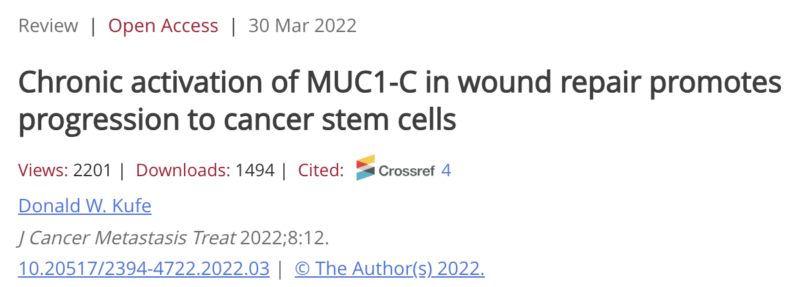 Chronic activation of MUC1-C in wound repair promotes cancer stem cell progression